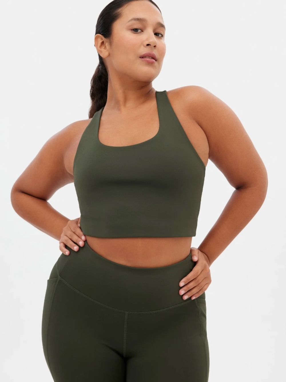 girlfriend collective Olive Racerback Sports Bra